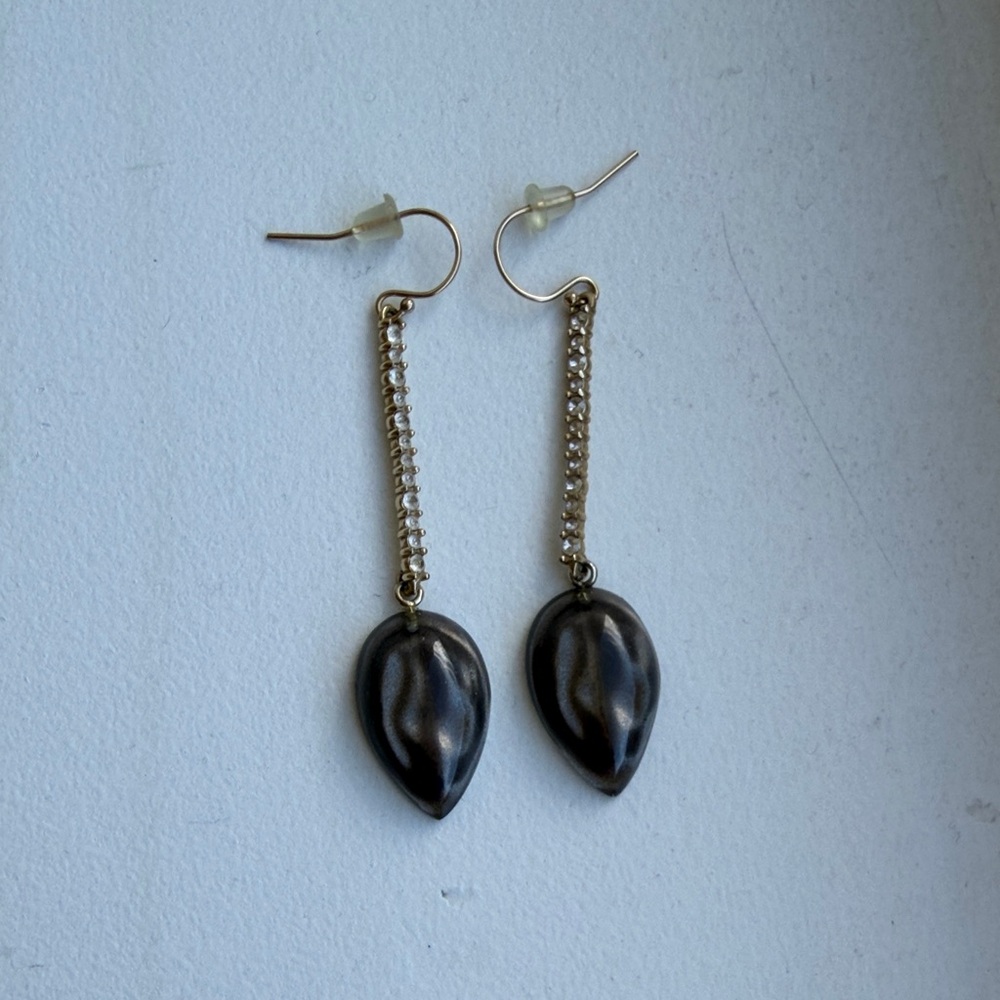 Alexis Bittar Gold-Accented Black Teardrop Dangle Earrings
